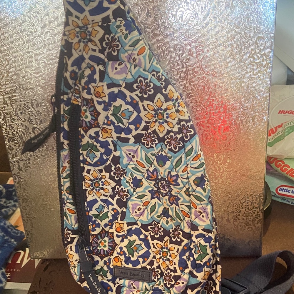 Vera Bradley Women's Floral Sling Backpack - Blue and Purple